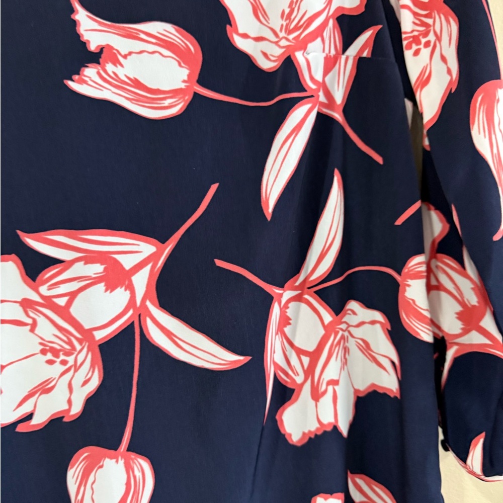 NEW Old Navy Navy Blue Pink White floral Dress XS 3/4 Sleeves - Picture 4 of 10